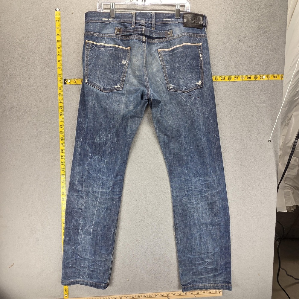 Sicko Jeans Mens 36x34 Blue Selvedge Buckle Back S19 Thrashed Honeycomb